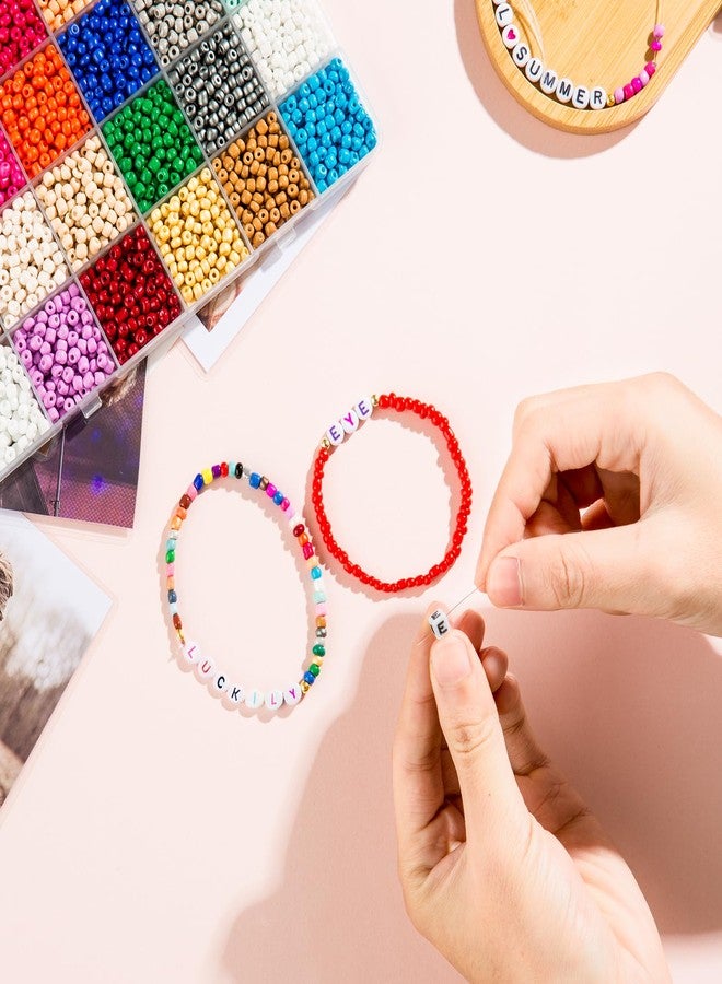 Goldwise Friendship Bracelet Kit 3 Boxes-8706 Pcs 48 Colors Bracelet Making Kits with 7200 Pcs Glass Seed Beads, 5 Styles Letter Beads and 300 Pcs Number Beads with Charms, Gift for Girls and Adult - Image 4