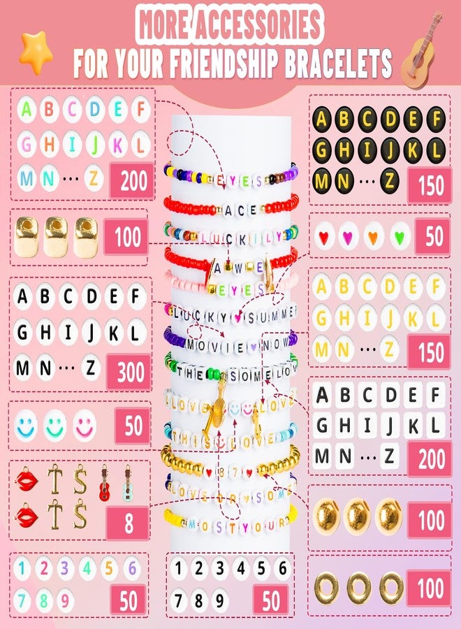 Goldwise Friendship Bracelet Kit 3 Boxes-8706 Pcs 48 Colors Bracelet Making Kits with 7200 Pcs Glass Seed Beads, 5 Styles Letter Beads and 300 Pcs Number Beads with Charms, Gift for Girls and Adult - Image 3