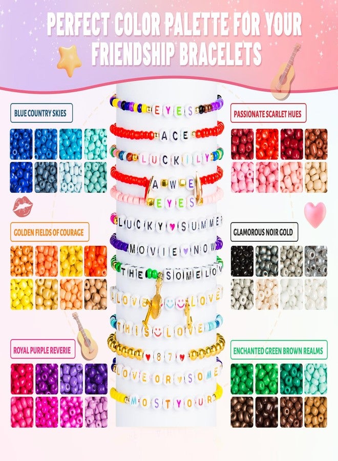 Goldwise Friendship Bracelet Kit 3 Boxes-8706 Pcs 48 Colors Bracelet Making Kits with 7200 Pcs Glass Seed Beads, 5 Styles Letter Beads and 300 Pcs Number Beads with Charms, Gift for Girls and Adult - Image 2