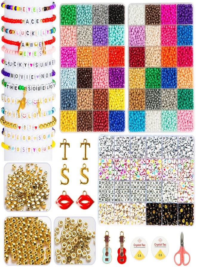 Goldwise Friendship Bracelet Kit 3 Boxes-8706 Pcs 48 Colors Bracelet Making Kits with 7200 Pcs Glass Seed Beads, 5 Styles Letter Beads and 300 Pcs Number Beads with Charms, Gift for Girls and Adult - Image 1