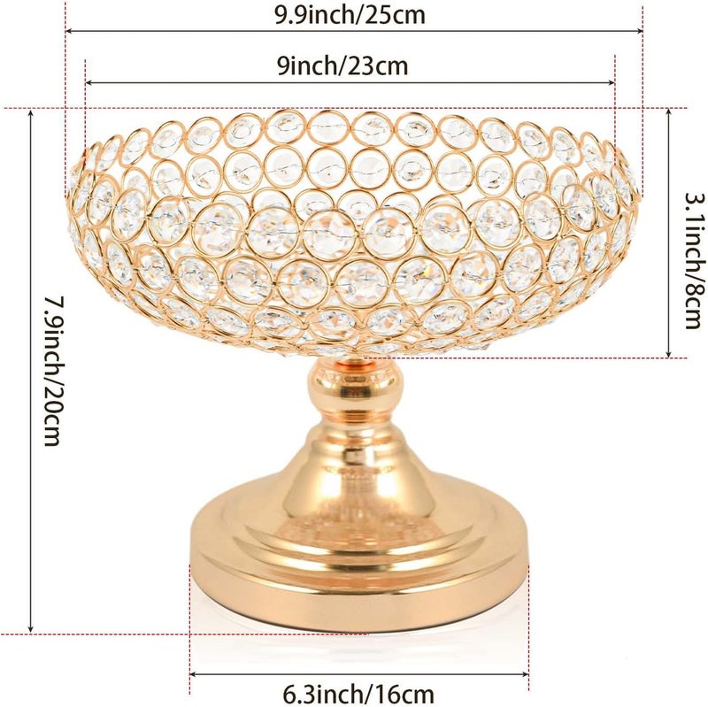kolnlala HollowCarved Design Crystal Fruit Bowl Food Bowl for Table Centerpiece FruitArtificial flowers Holder for your CounterElegant Crystal Bowl for Party tableGold 1PC - Image 4