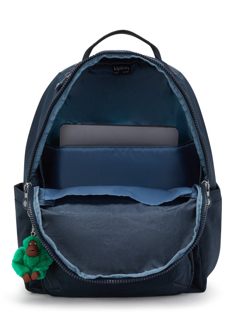 kipling Seoul Large Backpack with Laptop Protection Blue Green Block - Image 3