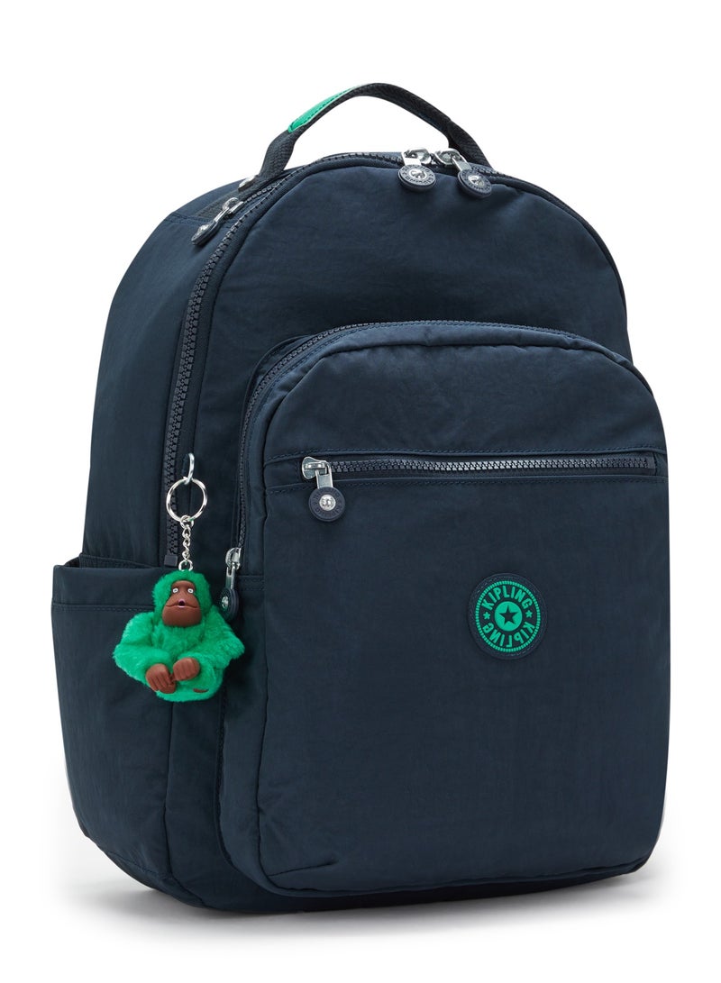kipling Seoul Large Backpack with Laptop Protection Blue Green Block - Image 4