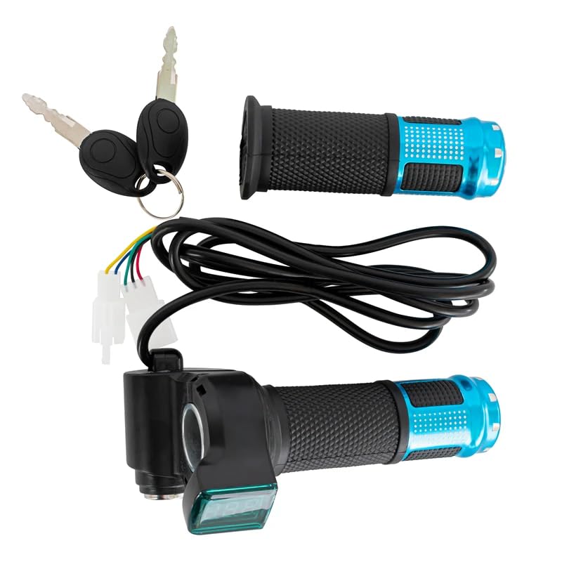 doinal Electric Twist Throttle with Key 12V-96V Universal Electric 5 Wire Throttle Voltage Display Razor Upgraded Throttle with Display - Image 1