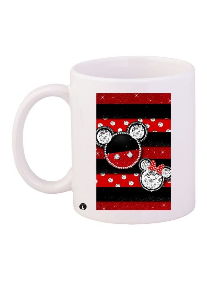 RYN Mickey Mouse Printed Coffee Mug White/Black/Red 11ounce