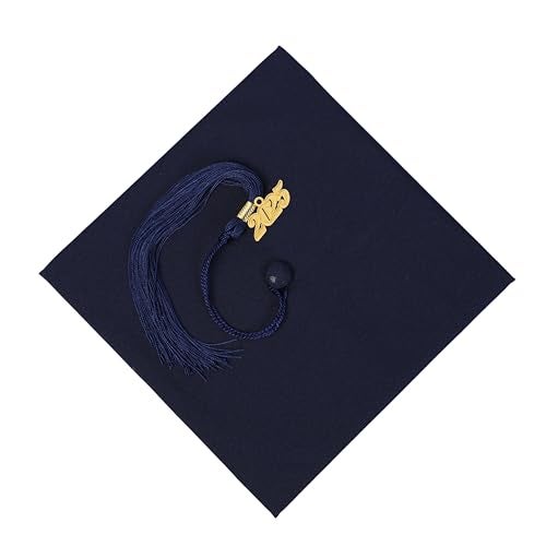 Ftyfty Unisex Adult Matte Graduation Cap with Tassel Year Charm (Navy Blue) - Image 3