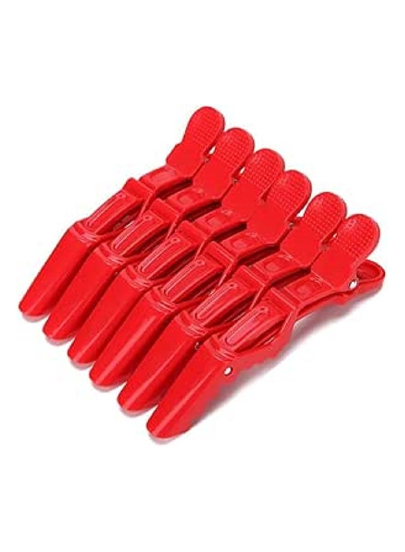 Non-Slip Single Tooth Cross Hair Claw Clips for Salon and Home Use for Hair Styling, Cosmetics, Dyeing and Cutting, (6 Pack,) Red Brown - Image 1