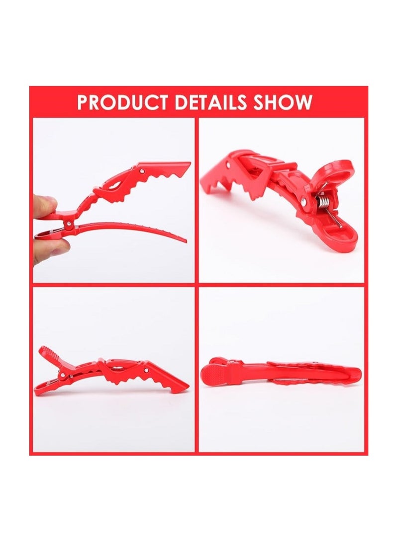 Non-Slip Single Tooth Cross Hair Claw Clips for Salon and Home Use for Hair Styling, Cosmetics, Dyeing and Cutting, (6 Pack,) Red Brown - Image 2
