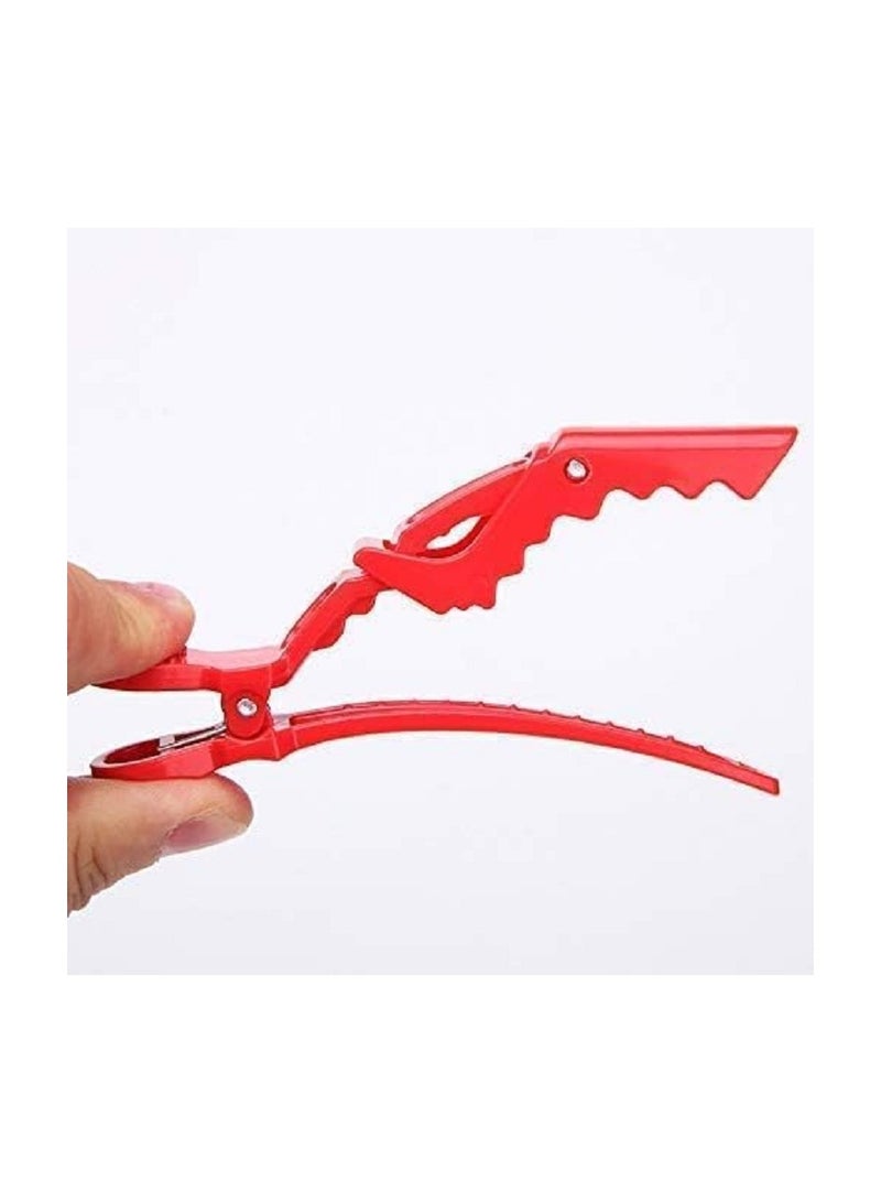 Non-Slip Single Tooth Cross Hair Claw Clips for Salon and Home Use for Hair Styling, Cosmetics, Dyeing and Cutting, (6 Pack,) Red Brown - Image 4