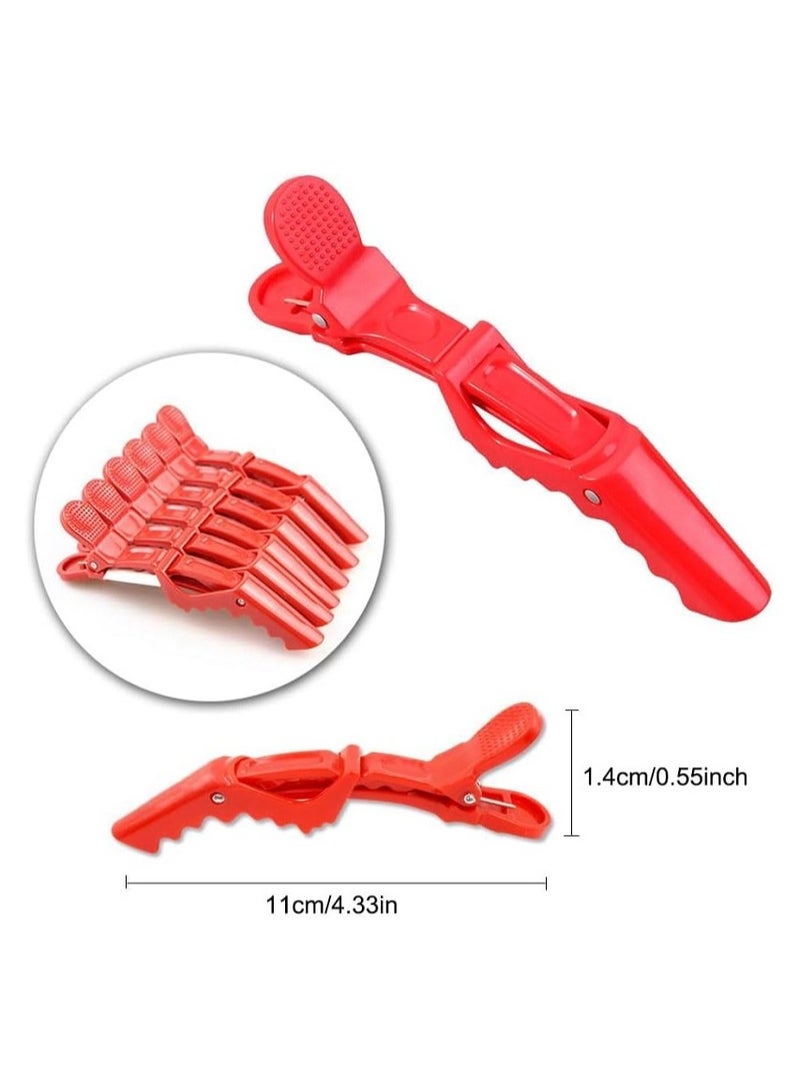 Non-Slip Single Tooth Cross Hair Claw Clips for Salon and Home Use for Hair Styling, Cosmetics, Dyeing and Cutting, (6 Pack,) Red Brown - Image 3
