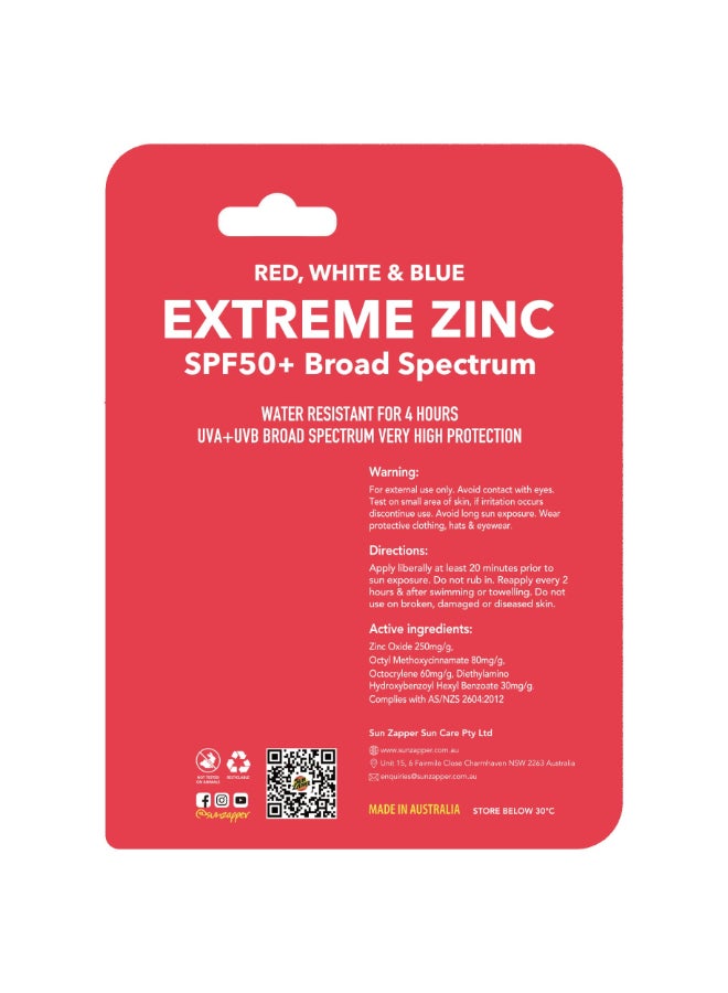 Sun Zapper Extreme Zinc Oxide Sunscreen Stick SPF 50 Water Resistant 3Pack Red White Blue For Face Made in Australia - Image 4