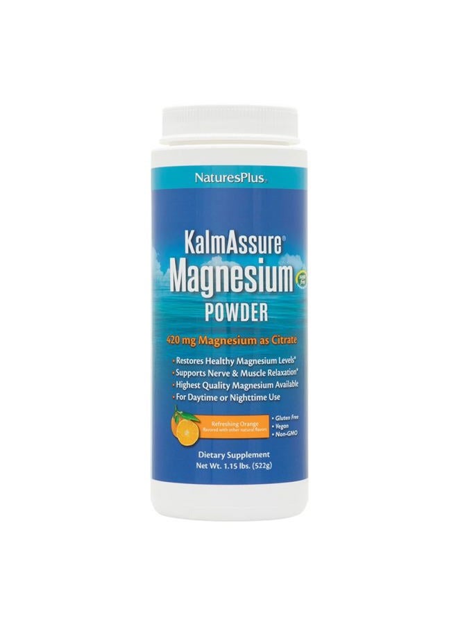 Nature's Plus KalmAssure Magnesium Powder - 1.15 lb, Pack of 2 - Orange Flavor - Supports Nerve and Muscle Relaxation - Non-GMO, Gluten Free, Vegan - 120 Total Servings - Image 1
