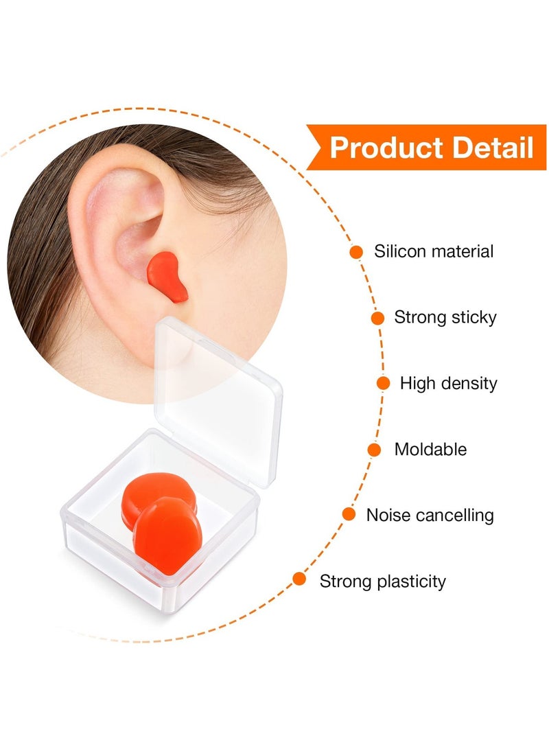 Cuken 18 Pairs Ear Plugs for Sleeping Soft Reusable, Moldable Silicone Earplugs, Noise Cancelling Earplugs, Sound Blocking Ear Plugs with Case for Swimming (Blue, Orange, Red)  - Image 3