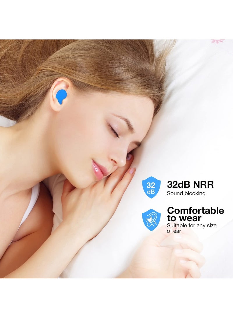 Cuken 18 Pairs Ear Plugs for Sleeping Soft Reusable, Moldable Silicone Earplugs, Noise Cancelling Earplugs, Sound Blocking Ear Plugs with Case for Swimming (Blue, Orange, Red)  - Image 4