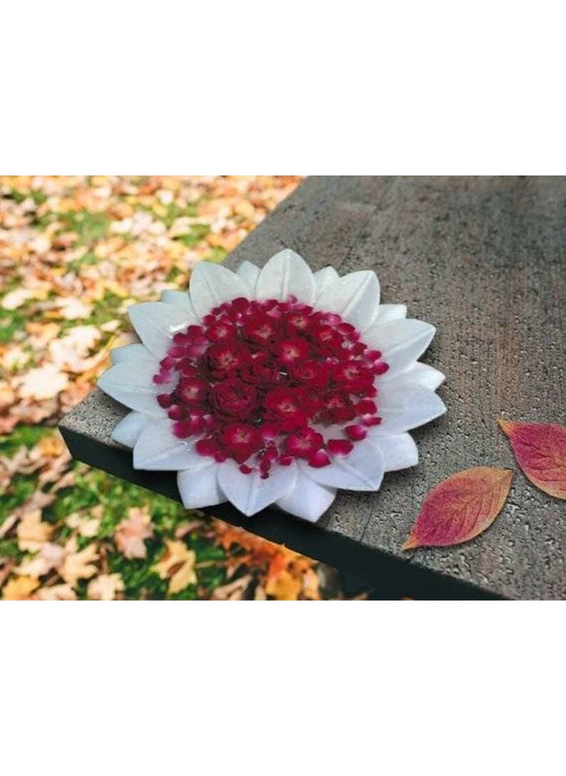 R&M - RM 9inch Decorative Marble Bowl, Flower Bowl, Hand Carved Marble Bowl, Lotus Bowl, Fruit Bowl, Bowls, Decorative Bowls, Gift, Birthday Gift Marble Candle Holder - Image 1