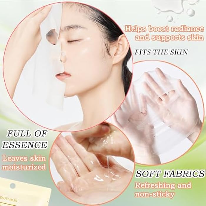 GUOYAOLIFU 12 Sheets Face Masks Skincare, Moisturize Face Masks Suitable for Sensitive Skin, Hydrate Facial Mask for All Skin Types, Bulk Facial Masks for Women Skin Care, Soothe Face Mask for Spa Party - Image 4