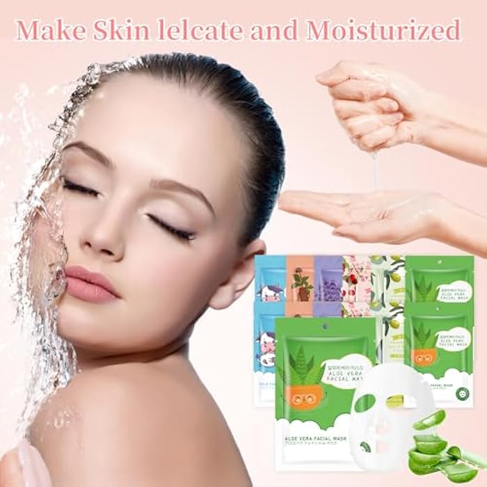 GUOYAOLIFU 12 Sheets Face Masks Skincare, Moisturize Face Masks Suitable for Sensitive Skin, Hydrate Facial Mask for All Skin Types, Bulk Facial Masks for Women Skin Care, Soothe Face Mask for Spa Party - Image 5