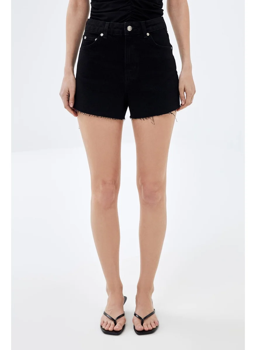 Pieces Of Melon Black Cut-Leg Denim Shorts