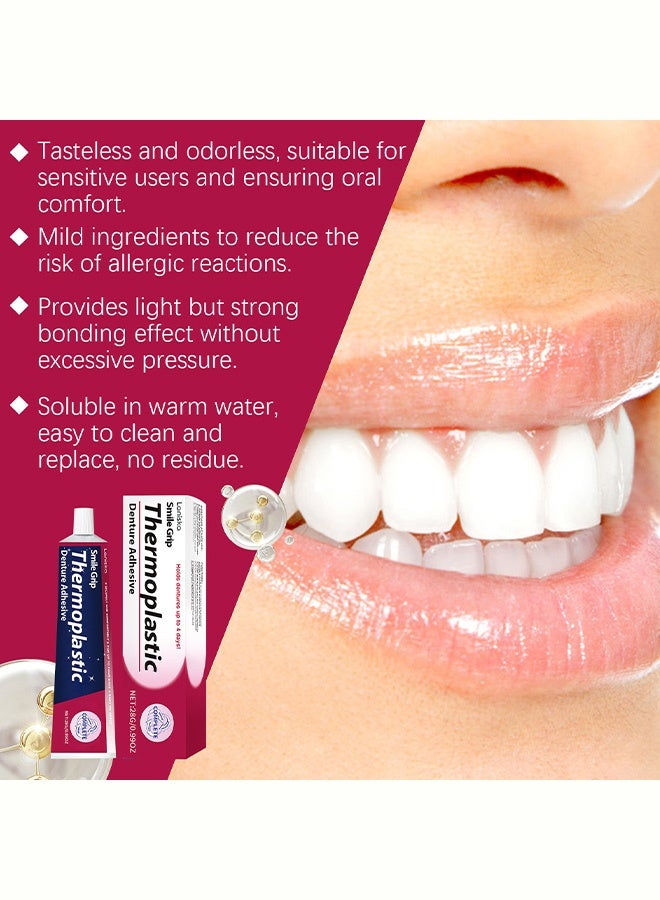 LANISKA Thermoplastic Denture Adhesives, Fixed Denture Adhesives, Refitting and Tightening Loose Upper and Lower Dentures and Partial Dentures, Dental Adhesives for Dentures 28g - Image 2