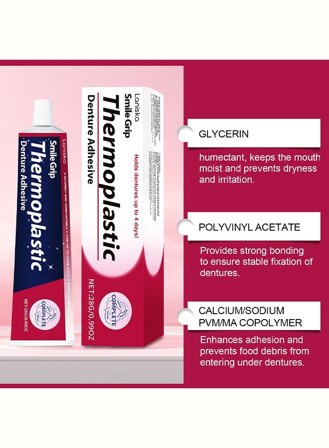 LANISKA Thermoplastic Denture Adhesives, Fixed Denture Adhesives, Refitting and Tightening Loose Upper and Lower Dentures and Partial Dentures, Dental Adhesives for Dentures 28g - Image 4