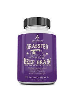 انسيسترال سابليمينتس مكملات Ancestral Supplements Grass Feed Beef Brain مع كبد البقر، غذاء كامل لدعم الدماغ يعزز صحة الدماغ والمزاج والذاكرة، كبسولات تركيبة صحة الدماغ والكبد، خالية من الكائنات المعدلة وراثيًا، 180 كبسولة  - Image 1