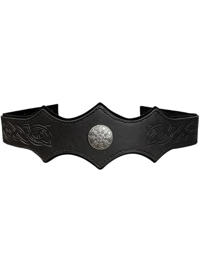 Medieval Embossed Faux Leather Headpiece, Retro Renaissance Adjustable Headband, Cosplay Costume Accessories - Image 1