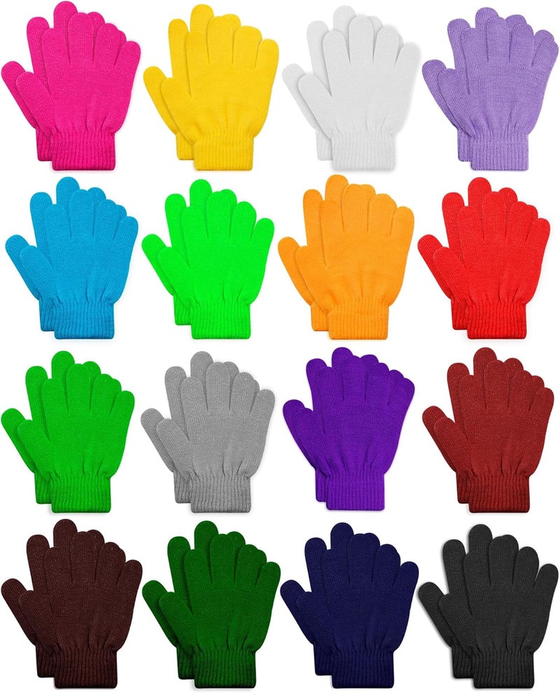 ONESING 3-24 Pairs Winter Knit Gloves for Kids - White Finger Gloves for Boys and Girls - Image 1