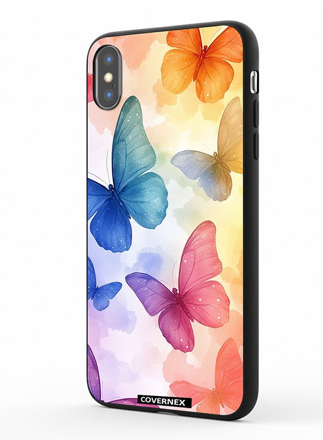Covernex Apple iPhone X Protective Case Cover Printed Featuring Dreamy Pastel Floating Butterflies - Image 1