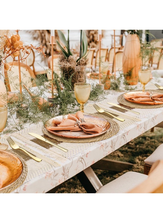 KesaPlan Boho Placemats Set of 12, 12" Set of 6 Round Woven Placemats & 6 Square Natural Cotton Burlap Placemats, Water Straw Handmade Rattan Placemat, Wicker Farmhouse Placemats for Dining Table - Image 5