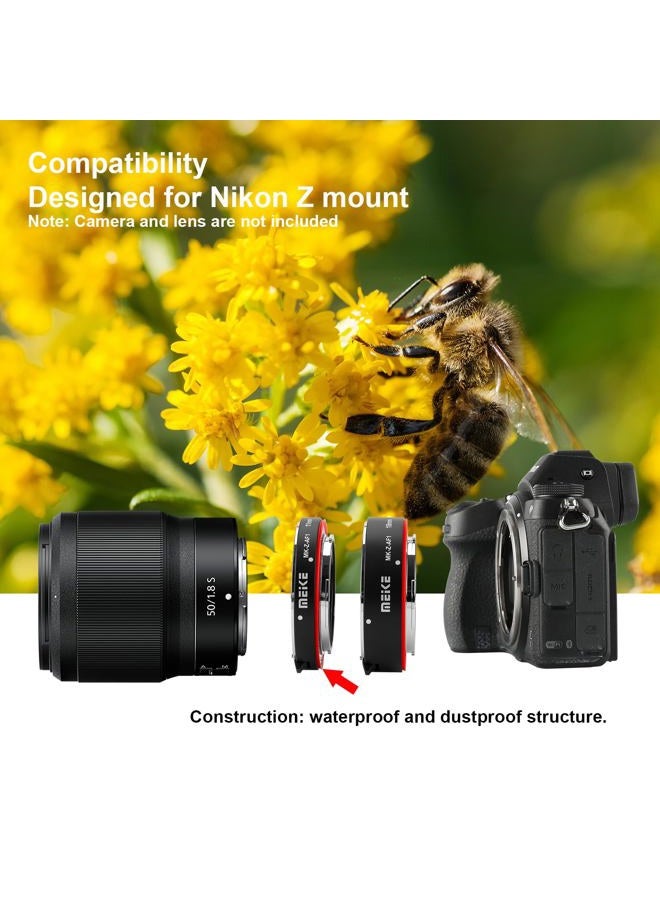 Meike MK-Z-AF1 Metal Auto Focus Macro Extension Tube Adapter Ring (11mm+18mm) Compatible with Nikon Z5 Z6 Z7 Z6II Z7II Z30 Z50 Z fc - Image 5