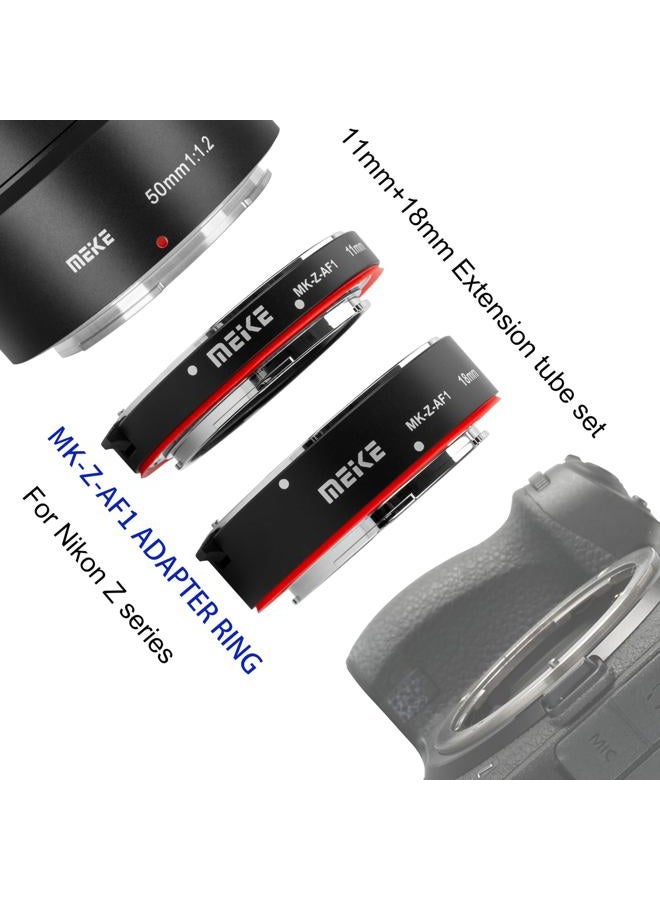 Meike MK-Z-AF1 Metal Auto Focus Macro Extension Tube Adapter Ring (11mm+18mm) Compatible with Nikon Z5 Z6 Z7 Z6II Z7II Z30 Z50 Z fc - Image 4