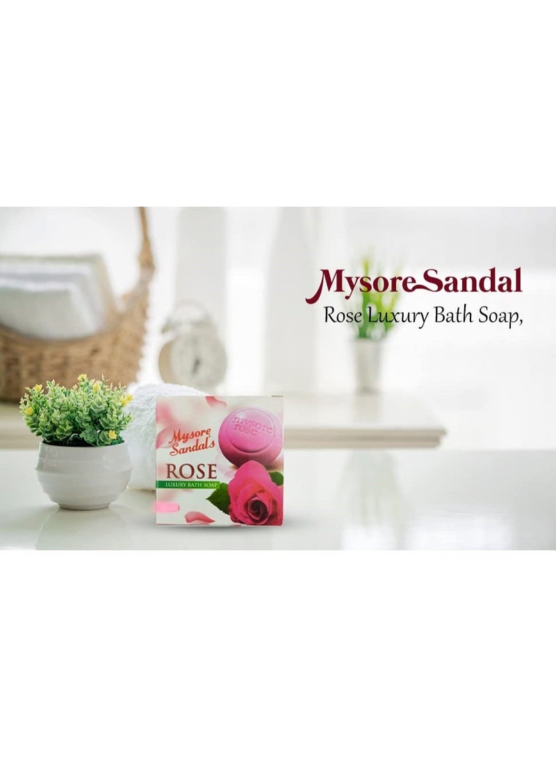 مايسور صندل صابون استحمام فاخر برائحة الورد من "مايسور صندل" (Mysore Sandal) - عبوة من 6 قطع (وزن 25 جم) - Image 2