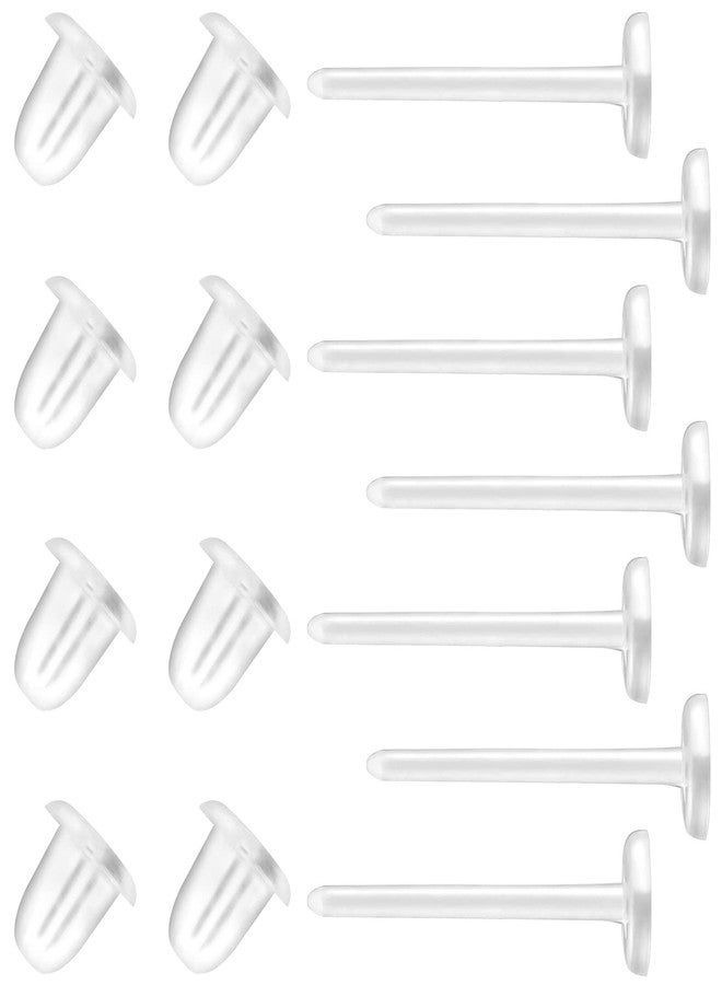 KMEOSCH 18G Clear Plastic Earrings,200 Pairs Hypoallergenic Studs + 200 Rubber Backs,1mm Retainers for Sports, Work & Sensitive Ears – Invisible Piercing Spacers for Soccer, MRI, Surgery with Storage Case - Image 1