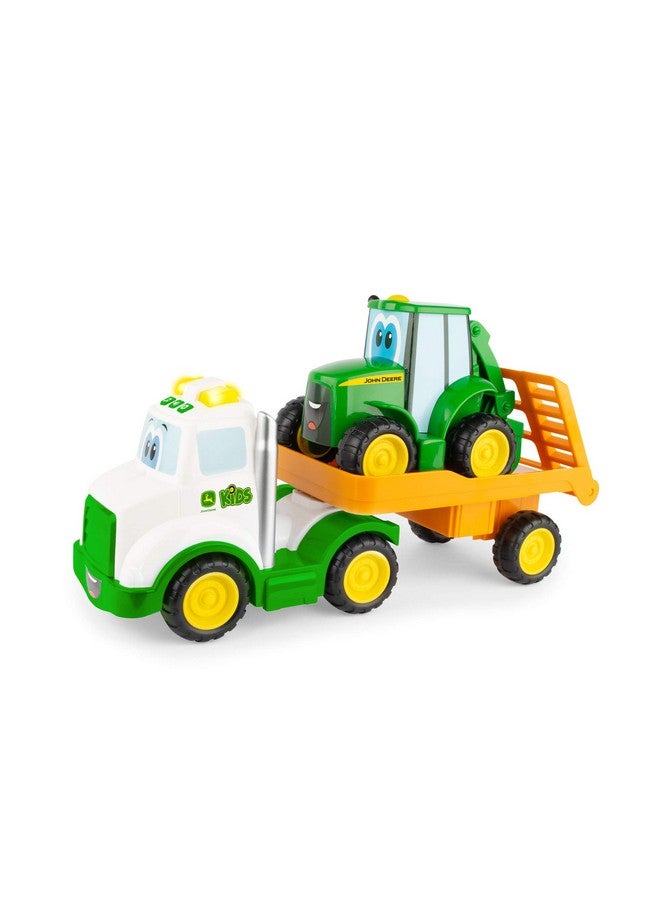 JOHN DEERE Tomy Lights & Sounds Farmin' Friends Hauling Set - Includes Toy Truck and Backhoe Tractor Toy for Indoor and Outdoor Play - Preschool Toys Ages 18 Months and Up - Image 1