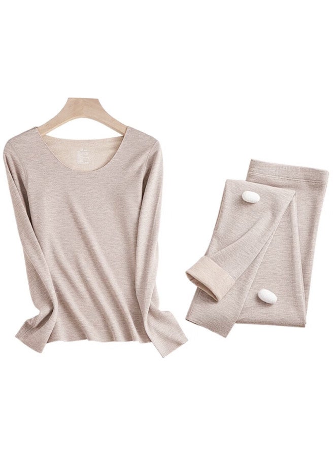 Moxtoc Premium German Velvet Thermal Underwear Set For Women Autumn Winter Soft Cotton Seamless Fleece Silk Autumn Clothes Slim Fit Base Layer