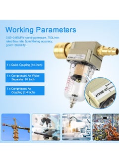 Excefore Compressed Air Filter Air Compressor Filter 1/4", Compressed Air Regulator Air Filter Pressure Regulator Oil Water Separator Filter with Quick Coupling Connection for Compressor And Air Tools  - Image 4