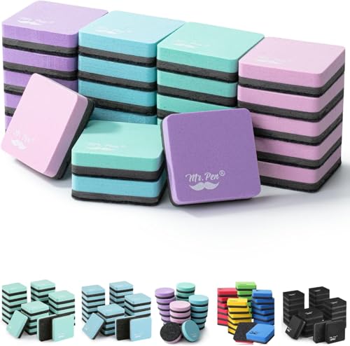 Mr. Pen Mr Pen Mini Magnetic Dry Erase Erasers 2 x 2 24 Pack Colorful Small Magnetic Whiteboard Dry Erase Erasers Bulk for Kids Teachers Students and Classroom Supplies - Image 1