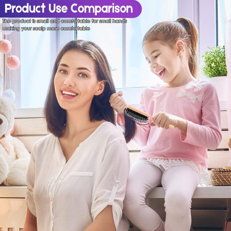 Bsisme Hair Brush Boar Bristle Hair Brushes for Women Curly Hair, Best Paddle Detangling Brush Detangler for Girls Kids,Smooth Hair Add Shine - Image 2