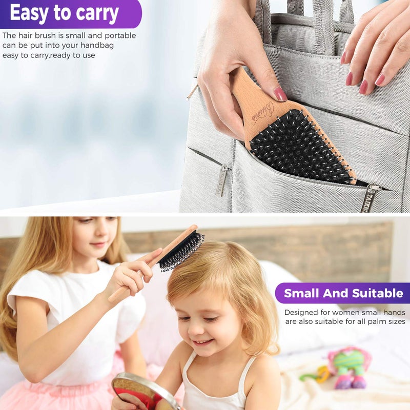 Bsisme Hair Brush Boar Bristle Hair Brushes for Women Curly Hair, Best Paddle Detangling Brush Detangler for Girls Kids,Smooth Hair Add Shine - Image 5