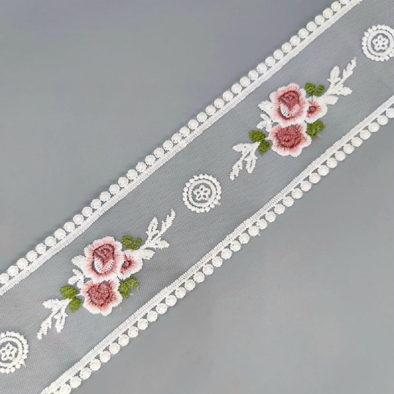 Sourcemall Lace Trim Ribbon Delicate Cotton Embroidery Ribbon for WeddingBridal Decoration DIY Craft Sewing Home Decoration 10 Yards White - Image 3
