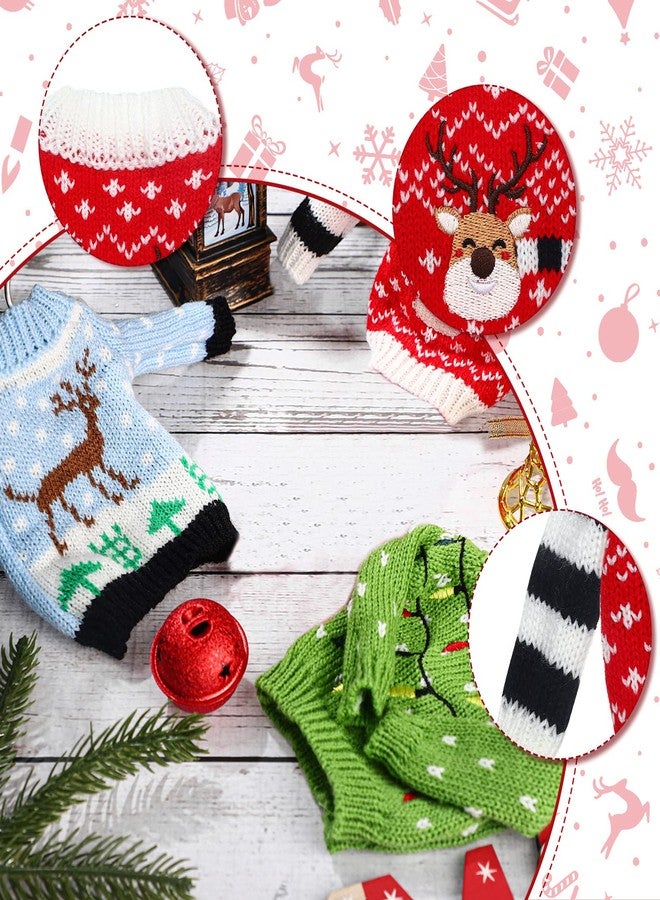 Aoriher 3 Pcs Christmas Doll Accessories Clothes Accessory Sweater Set Knitted Clothing Elk Christmas Tree Snowflake(Fresh Style) - Image 3