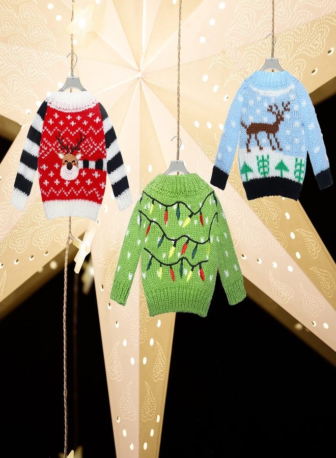 Aoriher 3 Pcs Christmas Doll Accessories Clothes Accessory Sweater Set Knitted Clothing Elk Christmas Tree Snowflake(Fresh Style) - Image 4