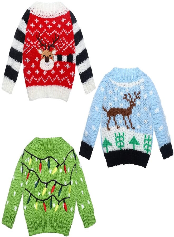 Aoriher 3 Pcs Christmas Doll Accessories Clothes Accessory Sweater Set Knitted Clothing Elk Christmas Tree Snowflake(Fresh Style) - Image 1