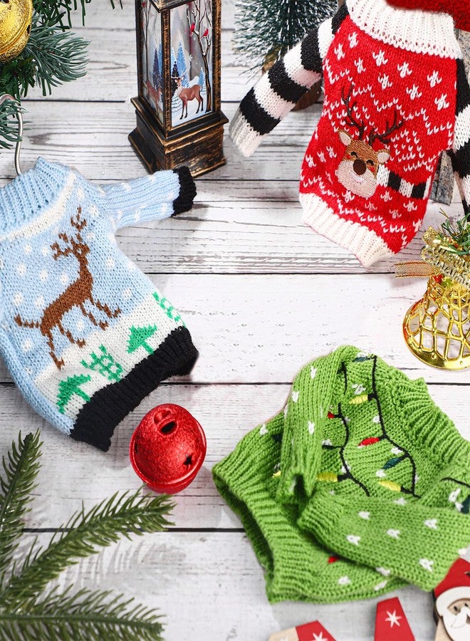 Aoriher 3 Pcs Christmas Doll Accessories Clothes Accessory Sweater Set Knitted Clothing Elk Christmas Tree Snowflake(Fresh Style) - Image 5