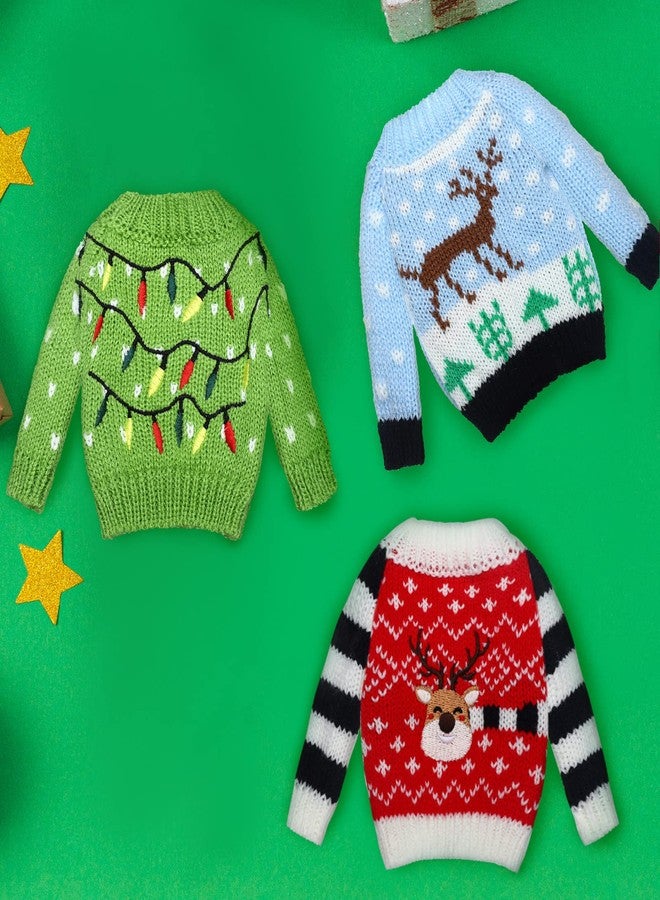 Aoriher 3 Pcs Christmas Doll Accessories Clothes Accessory Sweater Set Knitted Clothing Elk Christmas Tree Snowflake(Fresh Style) - Image 2