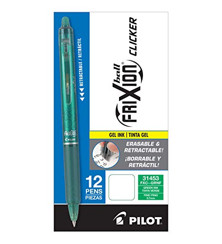 Pilot FriXion Clicker Erasable Gel Pens, Fine Point (0.7mm), Green Ink, 12-Pack - Refillable, Smooth Writing Pens for School, Journaling, and Office Use - Image 2