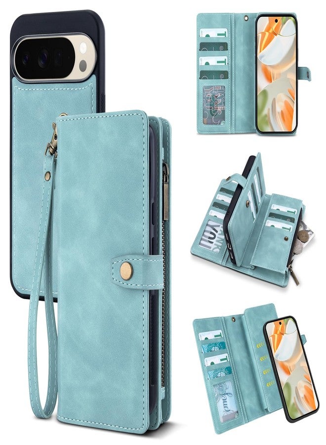 TwoHead for Google Pixel 10 Pro XL Wallet Case with Card Holder & Detachable Magnetic Pixel 10 Pro XL Case, PU Leather All-Round Protective Phone Cover,Blue,6.8 in - Image 1