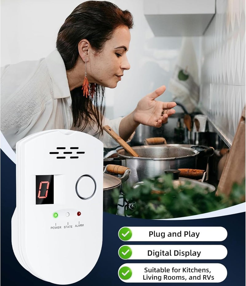 Gas Detector, LPG/Natural Gas/Coal Leak Detector, Plug-in Sensor Monitor with Audible Alarm and LED Digital Display, Fuel Gas Alarm Methane, Propane, Butane - Image 5