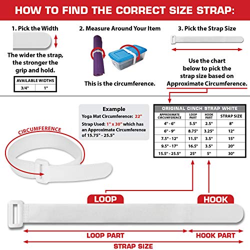ENVISIONED Reusable Cinch Straps 1" x 15" (Usable Length is 11.5") - 12 Pack, Multipurpose Quality Hook and Loop Securing Straps (White) - Plus 2 Free Bonus Reusable Cable Ties - Image 2
