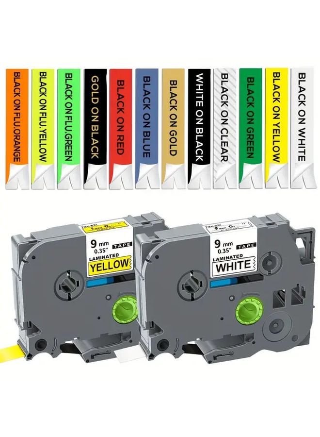 Black On Yellow 9mm 0 35 Inch Wide Laminated Label Tape Compatible With TZ Labelmaker - Image 1